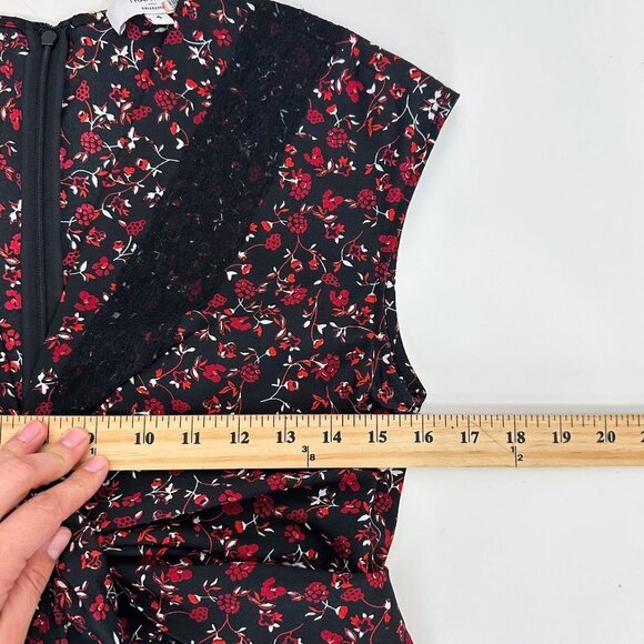 Thakoon Collective Paisley Tie Front Midi Dress Sz 4 Black and Red Floral - Picture 12 of 13